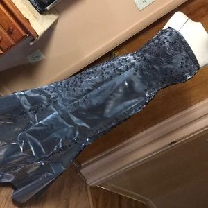 Metallic mermaid charcoal grey gown